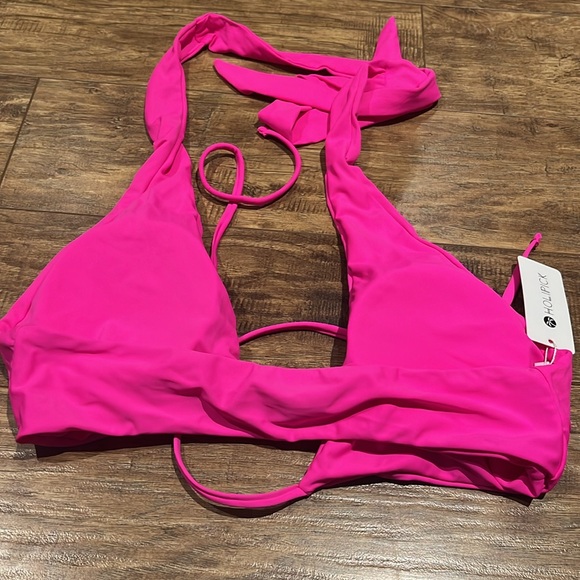 Neon pink wrap around tie up padded bikini top - Picture 7 of 10